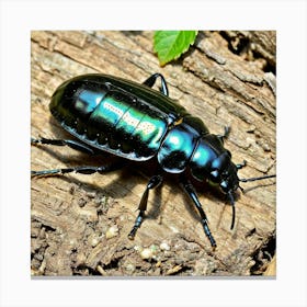 Beetle On Wood 1 Canvas Print