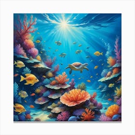 Under The Sea Paintings Art Print 3 Canvas Print