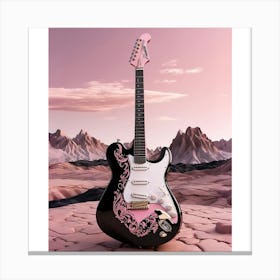 Rhapsody in Pink and Black Guitar Wall Art Collection 3 Canvas Print