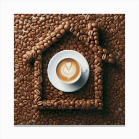 Coffee House With Coffee Beans Canvas Print