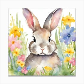 Easter Bunny Watercolor Painting Canvas Print