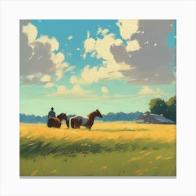 Horses In The Field 8 Canvas Print