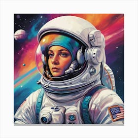 Astronaut Colorful Illustration Art Print 5 Canvas Print