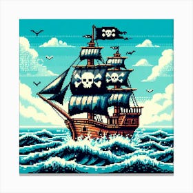 8-bit pirate ship 3 Canvas Print