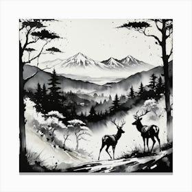 Deer In The Mountains Canvas Print