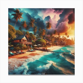 Sunset At The Beach Canvas Print