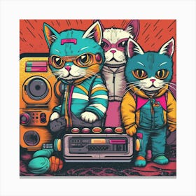 Retro Cats Canvas Print