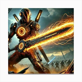 A Sci Fi Depiction Of A Sentinel With Photonic Blade Canvas Print