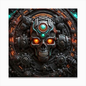 Skull With Gears Canvas Print