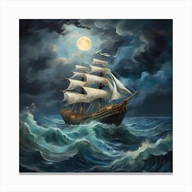 Ship In The Sea Canvas Print