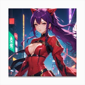 Anime Girl In Red Costume Canvas Print