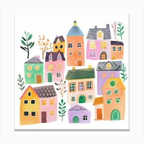 Watercolor Houses 1 Canvas Print