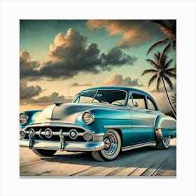 Classic Car On The Beach Canvas Print