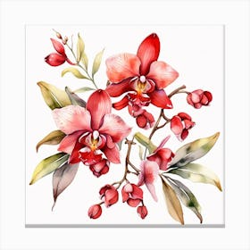 Red orchid sprig Canvas Print