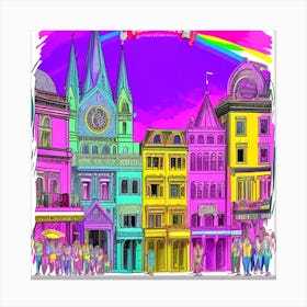 Rainbow City Canvas Print