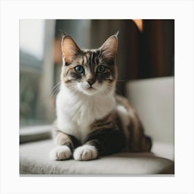 Cat Sitting In Front Of Window Canvas Print