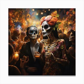 Day Of The Dead Party Couple Canvas Print