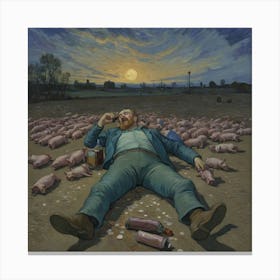 Pigs Field of Frenzy: Pigs and a Fallen Whiskey King Canvas Print