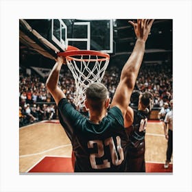 Basketball Player Dunks The Ball Canvas Print