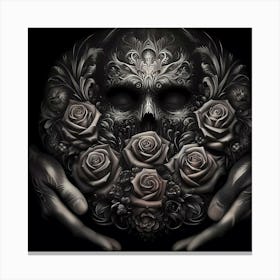 Skull With Roses Canvas Print