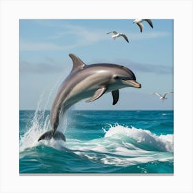 Dolphin Jumping Out Of The Water 3 Canvas Print