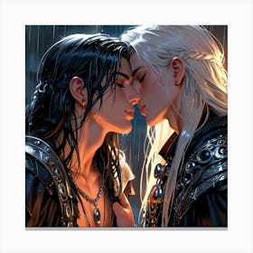 Kissing In The Rain 1 Canvas Print