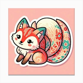 Cute Fox Sticker Canvas Print