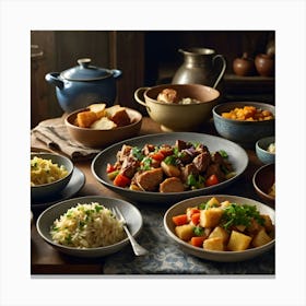 Table Full Of Food Canvas Print