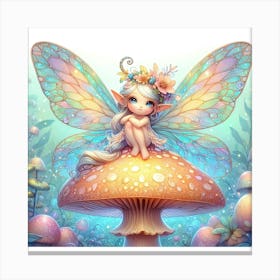 Fairy On A Mushroom 3 Canvas Print