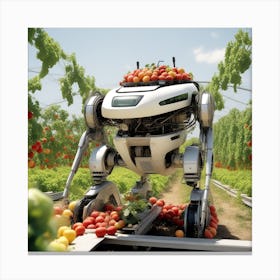 Robot Harvesting Tomatoes Canvas Print