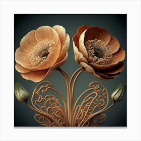 Flax3 Floral Botanical Vintage Poster Flower Art(5) Canvas Print