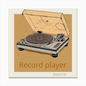 Celebrate The 80s Record Player Square Canvas Print