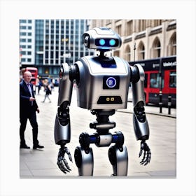 Robot In The City 12 Canvas Print