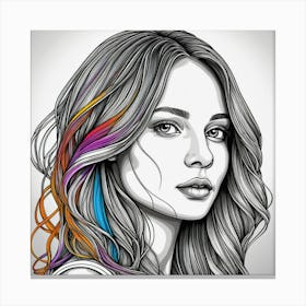 Portrait Of A Woman With Colorful Hair 3 Canvas Print