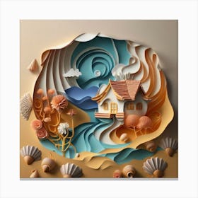 Nice Landscape In Paper Art Work 11 Canvas Print