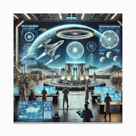 A Futuristic Sci Fi Scene Depicting The Scientific Canvas Print