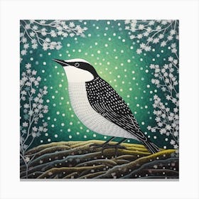 Ohara Koson Inspired Bird Painting Dipper 4 Square Canvas Print