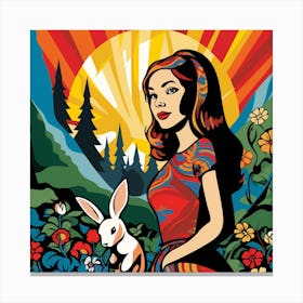 Girl With A Rabbit Canvas Print