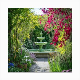 Fountain In The Garden 4 Canvas Print