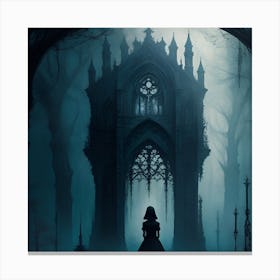 Gothic Painting of a girl dressed in black Canvas Print