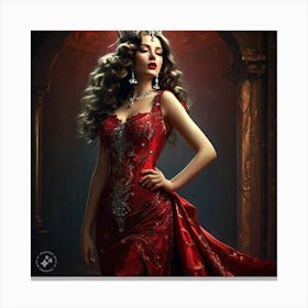 Woman In A Red Dress Canvas Print