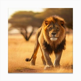 Lion In The Grass Canvas Print