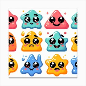 Kawaii Smiley Faces Canvas Print