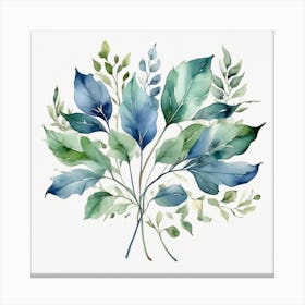 Fan of green-blue transparent leaves 3 Canvas Print