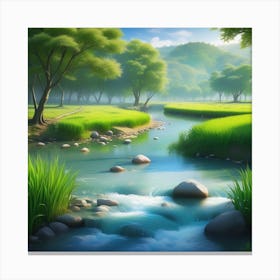 Landscape With Stream 1 Canvas Print