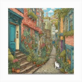 Cat On The Street Canvas Print