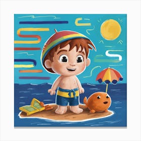 Boy On The Beach Canvas Print