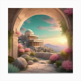 Archway To The Temple Soft Expressions Landscape Canvas Print