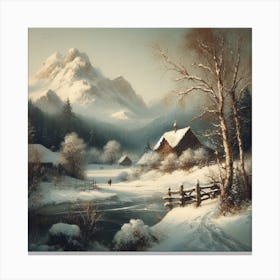 Nostalgic Winter Landscape Canvas Print