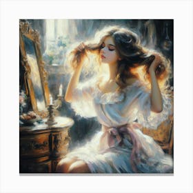 Girl in front of a mirror Canvas Print